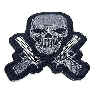 Guns & Skull Chrome Patch - PATCHERS Iron on Patch