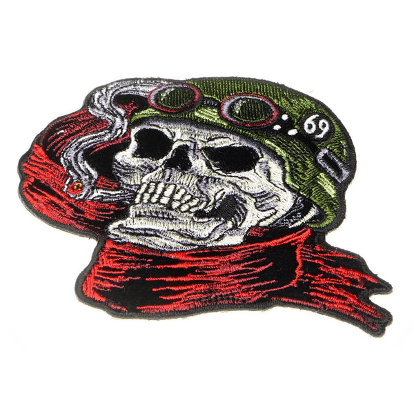 Helmet Skull Scarf Biker 69 Patch - PATCHERS Iron on Patch