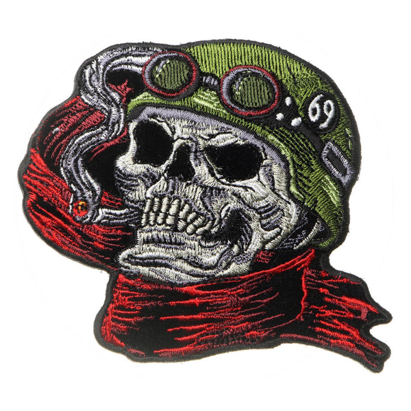Helmet Skull Scarf Biker 69 Patch - PATCHERS Iron on Patch