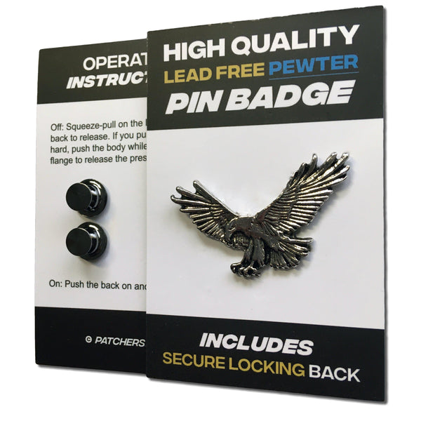 Hunting Eagle Pewter Pin Badge - PATCHERS Pin Badge