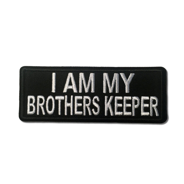 I Am My Brothers Keeper White on Black Patch - PATCHERS Iron on Patch