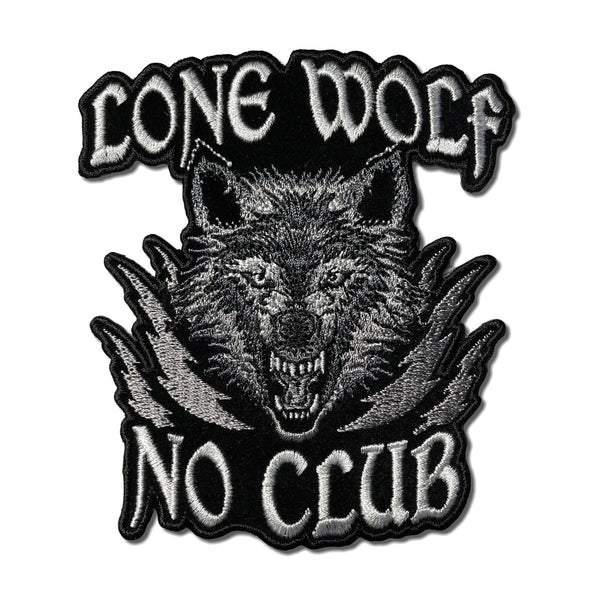 Lone Wolf No Club Wolf Head Patch - PATCHERS Iron on Patch