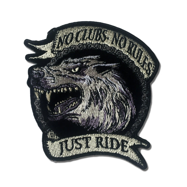 No Clubs No Rules Just Ride Wolf Chain Patch - PATCHERS Iron on Patch