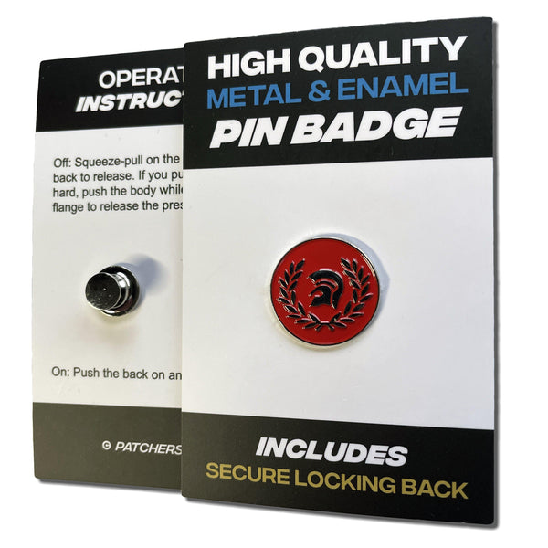 Red Trojan Laurel Pin Badge - PATCHERS Pin Badge