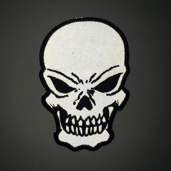Reflective Skull With Teeth Patch - PATCHERS Iron on Patch