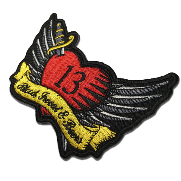 Rockabilly Heart 13 Wings Sword Patch - PATCHERS Iron on Patch