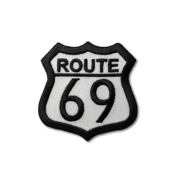 Route 69 Black on White Patch - PATCHERS Iron on Patch