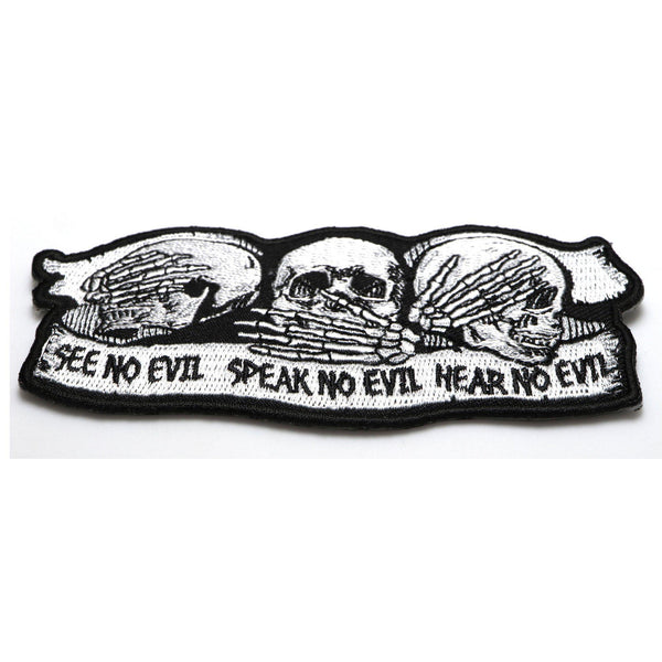 See No Evil Speak No Evil Hear No Evil Skull Patch - PATCHERS Iron on Patch