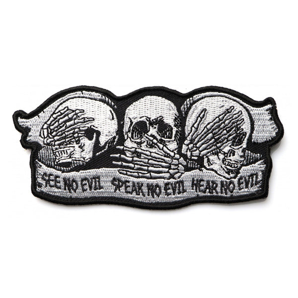 See No Evil Speak No Evil Hear No Evil Skull Patch - PATCHERS Iron on Patch