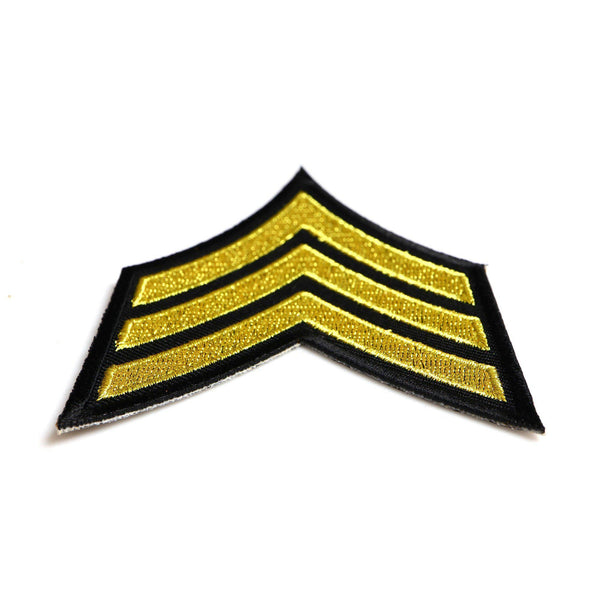 Sergeant Chevron Black Yellow/Gold Patch - PATCHERS Iron on Patch