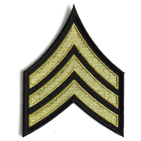 Sergeant Chevron Black Yellow/Gold Patch - PATCHERS Iron on Patch
