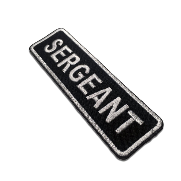 Sergeant White on Black Patch - PATCHERS Iron on Patch