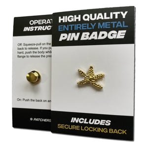 Small 3D Starfish Gold Plated Pin Badge - PATCHERS Pin Badge
