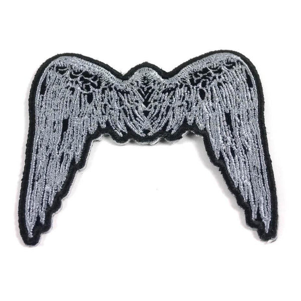 Small Angel Wings Light Grey Patch - PATCHERS Iron on Patch