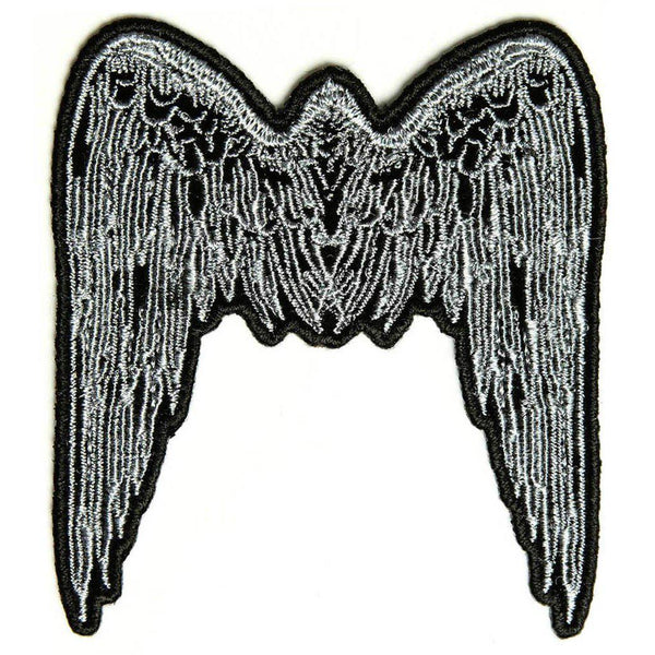 Small Angel Wings Light Grey Patch - PATCHERS Iron on Patch