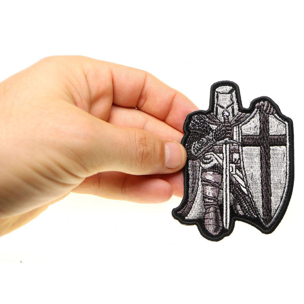Small Black & White Crusader Knight Patch - PATCHERS Iron on Patch