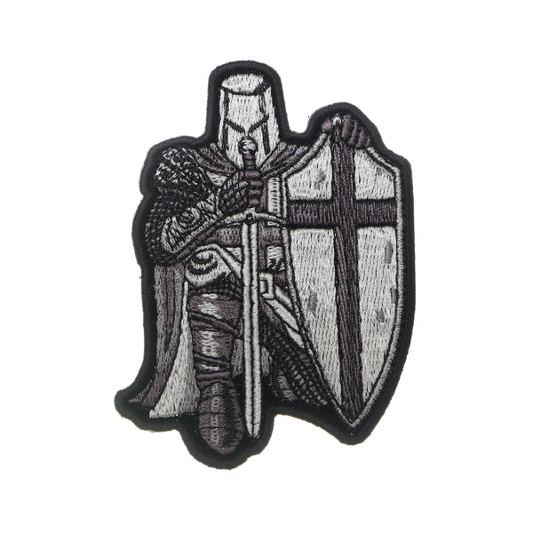 Small Black & White Crusader Knight Patch - PATCHERS Iron on Patch
