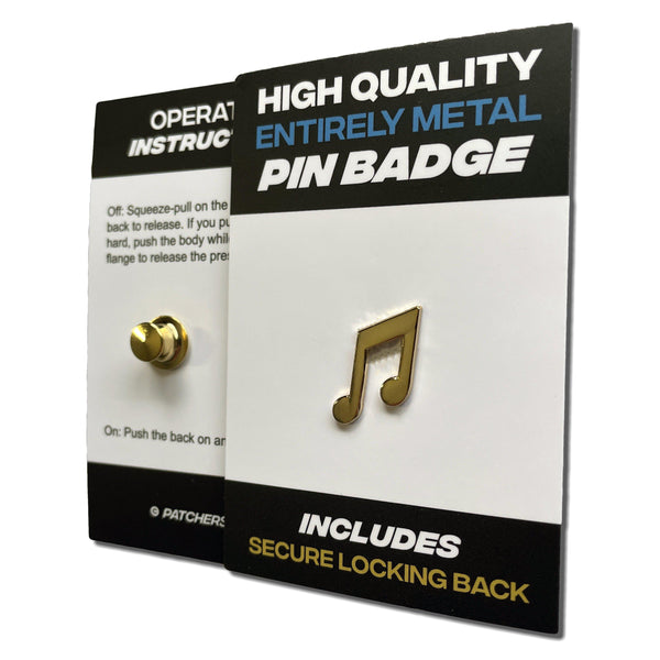 Small Musical Notes Gold Plated Pin Badge - PATCHERS Pin Badge