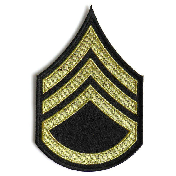 Staff Sergeant Chevron Black Yellow/Gold Patch - PATCHERS Iron on Patch