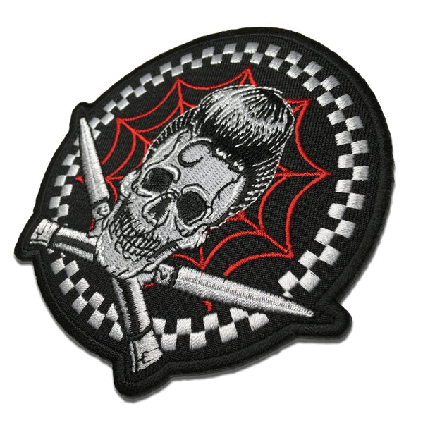 Switchblades Billy Skull Spider Web Patch - PATCHERS Iron on Patch
