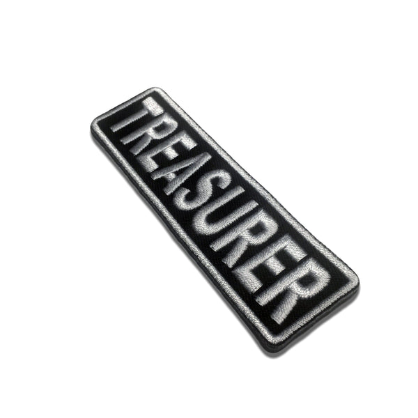 Treasurer White on Black Patch - PATCHERS Iron on Patch