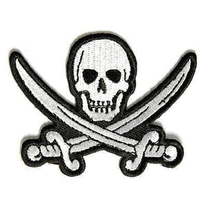 White Pirate Sword Skull Patch - PATCHERS Iron on Patch