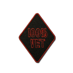 100 Percent Vet Red Black Patch - PATCHERS Iron on Patch
