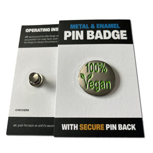 100% Vegan Pin Badge - PATCHERS Pin Badge