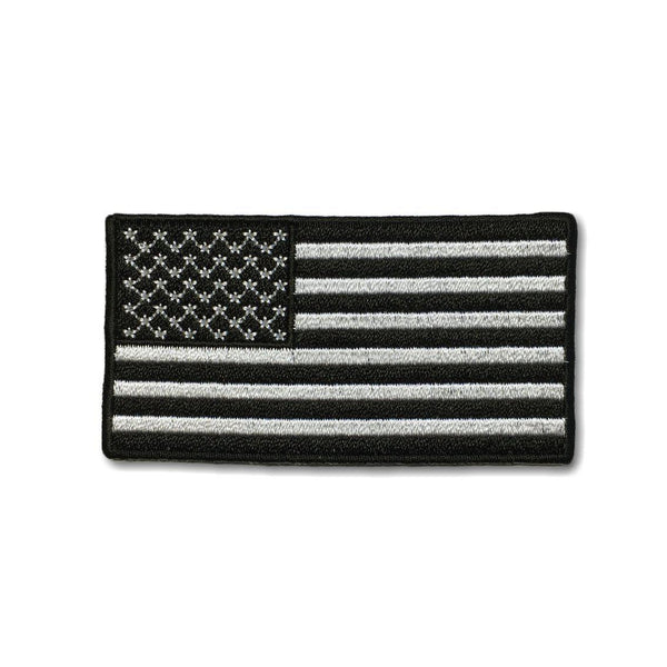 3" x 1½" American US Flag Black & White Patch - PATCHERS Iron on Patch