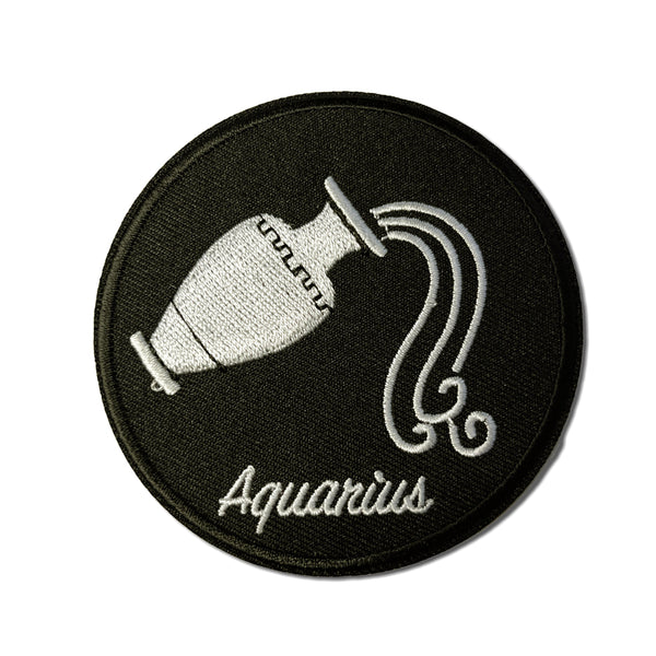 Aquarius Zodiac Round Patch - PATCHERS Iron on Patch