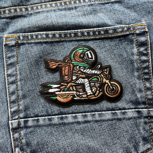 Astronaut on Motorcycle Patch - PATCHERS Iron on Patch