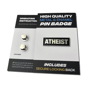 Atheist Silver Black Pin Badge - PATCHERS Pin Badge