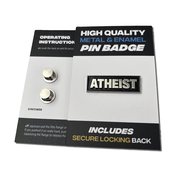 Atheist Silver Black Pin Badge - PATCHERS Pin Badge