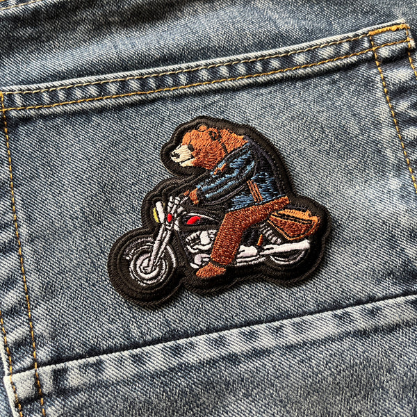 Bear on Motorcycle Patch - PATCHERS Iron on Patch