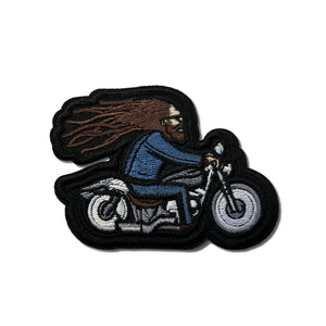 Biker With Hair Patch - PATCHERS Iron on Patch