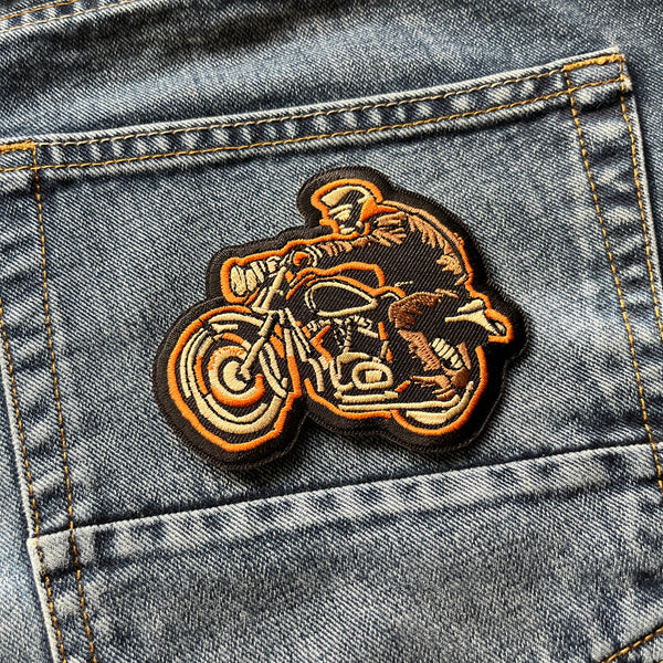 Biker on Motorcycle Patch - PATCHERS Iron on Patch