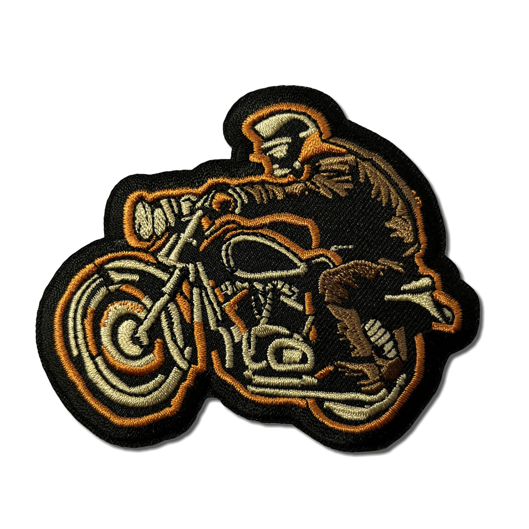 Embroidered Biker on Motorcycle Iron on Sew on Patch – PATCHERS