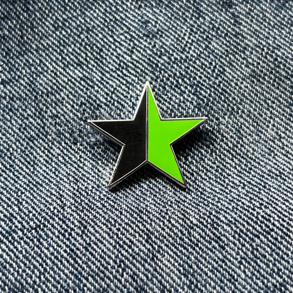 Black & Green Star Pin Badge - PATCHERS Pin Badge