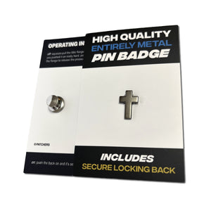Black Nickel Plated Cross Pin Badge - PATCHERS Pin Badge