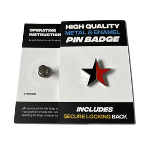 Black & Red Star Pin Badge - PATCHERS Pin Badge