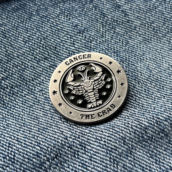 Cancer Skull Zodiac Sign Pin Badge - PATCHERS Pin Badge