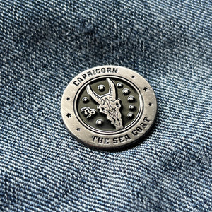 Capricorn Skull Zodiac Sign Pin Badge - PATCHERS Pin Badge