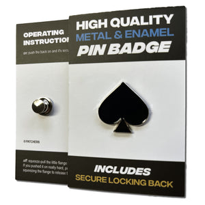 Card Poker Symbol Spade Black Pin Badge - PATCHERS Pin Badge