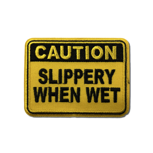 Caution Slippery When Wet Patch - PATCHERS Iron on Patch