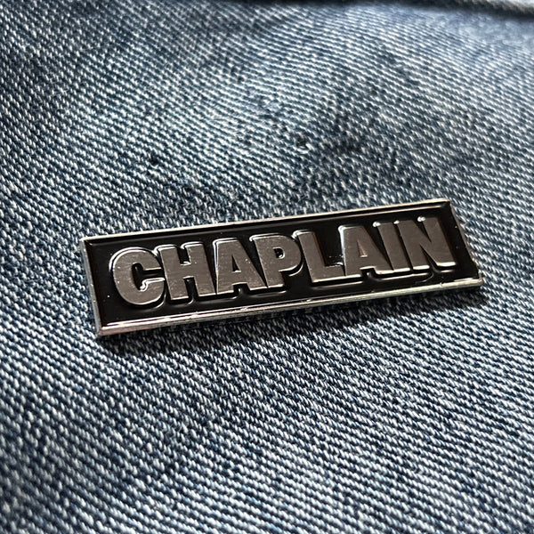 Chaplain Silver Black Pin Badge - PATCHERS Pin Badge