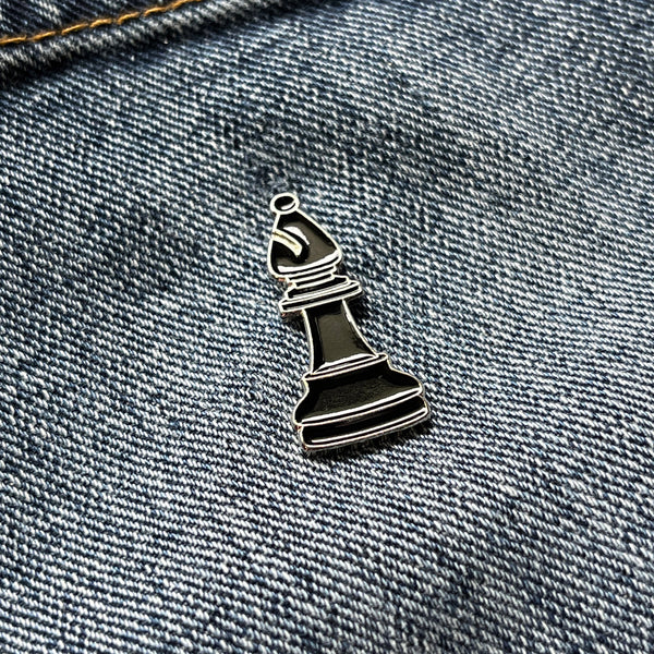 Chess Piece Bishop Black Pin Badge - PATCHERS Pin Badge