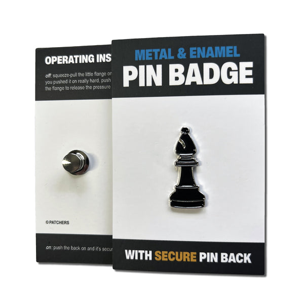 Chess Piece Bishop Black Pin Badge - PATCHERS Pin Badge