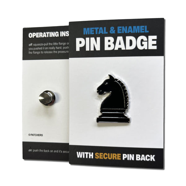 Chess Piece Knight Black Pin Badge - PATCHERS Pin Badge