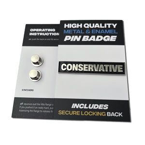 Conservative Silver Black Pin Badge - PATCHERS Pin Badge