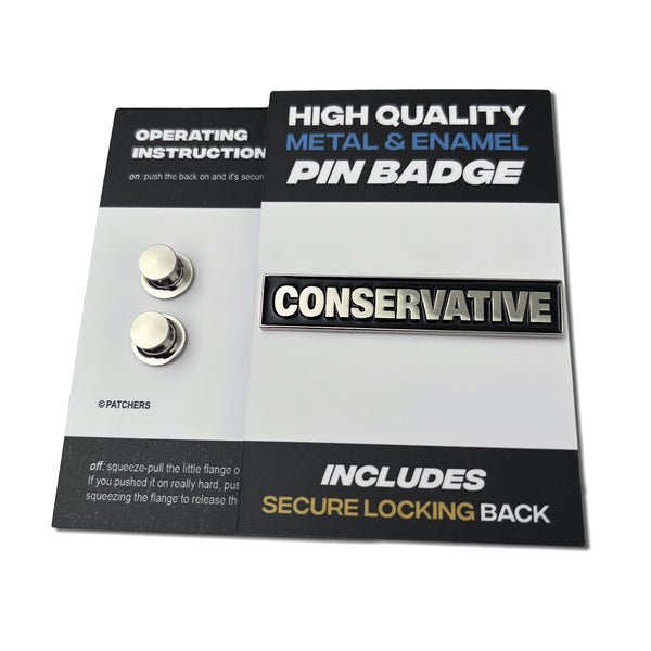 Conservative Silver Black Pin Badge - PATCHERS Pin Badge